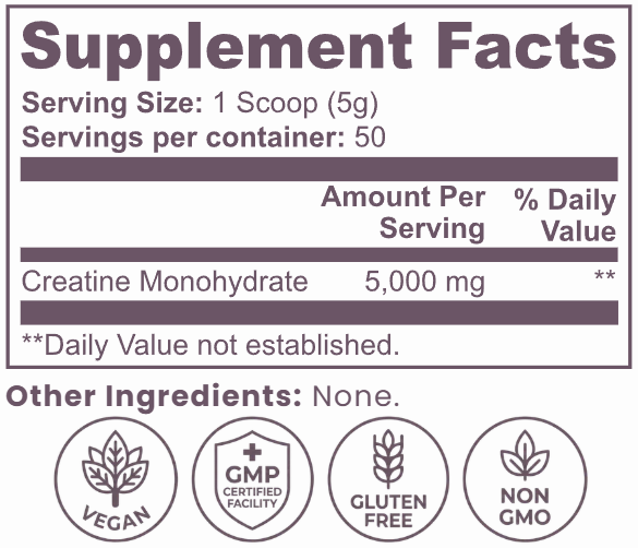 LUMORA™ Creatine Monohydrate Supplement Facts
